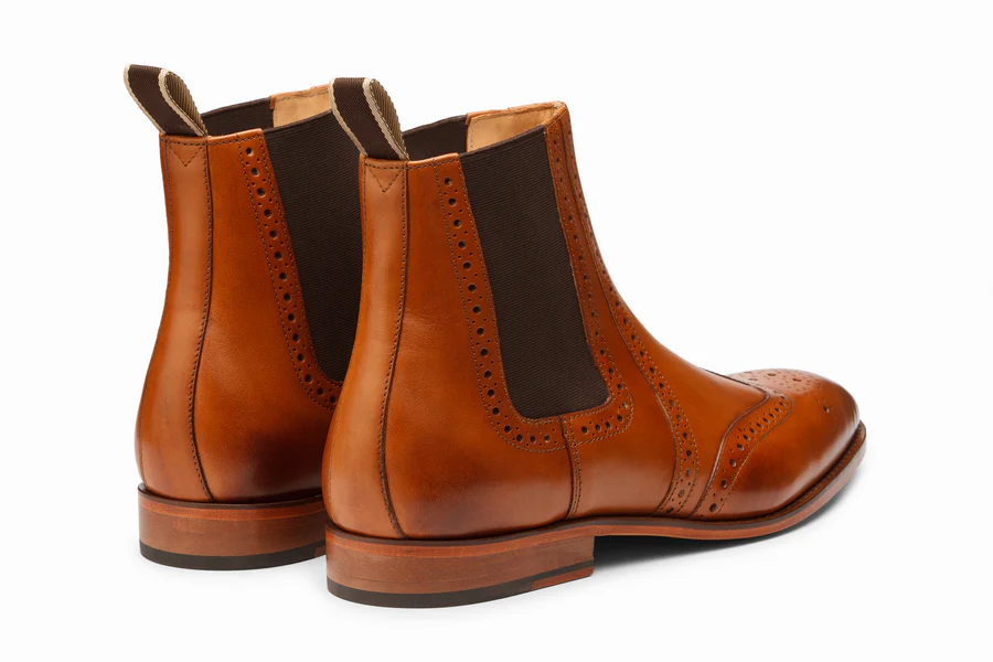 Wingtip Chelsea Brogue Boot - Tan